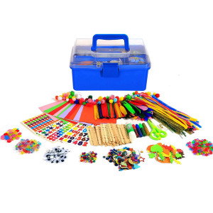 Yitohop Arts And Crafts Supplies For Kids -1000+ Pcs Art Craft Kit In Carrying Travel Box For Toddlers Ages 5+ Diy Crafting School Kindergarten Project Activity- Ideal Christmas Gifts