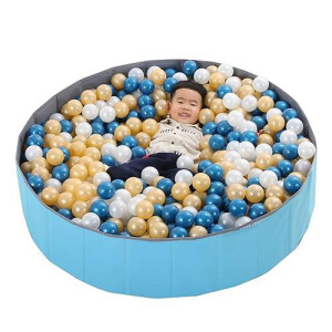 Limitlessfunn Kids Ball Pit Foldable Double Layer Oxford Cloth Play Ball Pool With Storage Bag (Balls Not Included) Playpen For Baby Toddlers (48 Inch, Large, Blue)