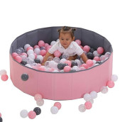 Limitlessfunn Foldable Double Layer Oxford Cloth Kids Ball Pit, Play Ball Pool With Storage Bag (Balls Not Included) Playpen For Baby Toddlers (40 Inch, Medium, Pink)