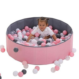 Limitlessfunn Kids Ball Pit Foldable Double Layer Oxford Cloth Play Ball Pool With Storage Bag (Balls Not Included) Playpen For Baby Toddlers (40 Inch, Medium, Pink)