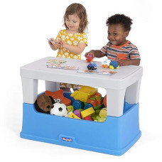Simplay3 Play Around Toy Box Table - Multipurpose Kids Toy Box And Toddler Play Table For Toys, Art Supplies, Crafts - Durable, Plastic Large Toy Box, Made In Usa