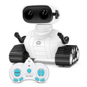 Allcele Robot Toys, Rechargeable Rc Robot For Boys And Girls, Remote Control Toy With Music And Led Eyes, Gift For Children Age 3 Years And Up - White