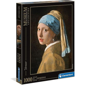 Clementoni 39614 Jigsaw Puzzle 1,000 Pieces Museums Collection-Vermeer-The Girl With The Pearl Earring, No Colour