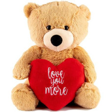 Jenvio I Love You Teddy Bear - Love You More 12 Inch Plush - Heart Stuffed Animal For Girlfriend Boyfriend Gift Age 15 And Up Valentine'S Day Gift