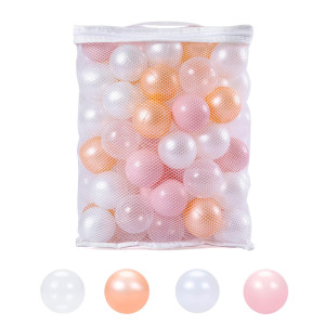 Trendplay Pit Ball For Baby Toddlers Pet Fun Toys For Ball Pit Pool Playpen, Indoor Outdoor Play With Storage Bag, Pack Of 100, Pink+Gold+White+Transparent (Ball Pit Not Include)