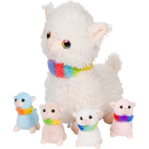 Pixiecrush Mommy Llama With 4 Baby Llamas - Magical Plushie Pillows For Girls Ages 3-8 - Cuddly Stuffed Animal Companions For Imaginative Play