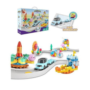Botzees Coding Train Set For Toddler Train Sets For Kids Car Train Toys Tracks Fits For Girls & Boys Ages 2+(147 Pieces)