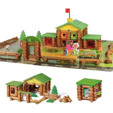 Wondertoys 269 Pieces Real Wood Logs Set Ages 3+, Classic Building Log Gift Set For Boys/Girls- Creative Construction Engineering - Top Blocks Game Kit - Preschool Education Toy