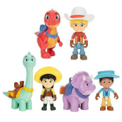 Dino Ranch 6-Figure Pack - Jon And Blitz, Min And Clover, Miguel And Tango - Three 3 Ranchers And Three 4 Dinos, Plus Fence Pieces - Toys For Kids Featuring Your Favorite Pre-Westoric Ranchers