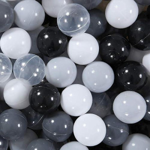 Starbolo Ball Pit Balls Play Balls For Toddlers -100Pcs Colors Black, White, Gray, Light Gray, Transparent, Crush Proof Play Balls Play Tent Pool Playhouse Party Decoration,2.2Inches.