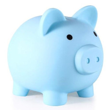 Piggy Bank, Unbreakable Plastic Money Bank, Coin Bank For Girls And Boys, Medium Size Piggy Banks, Practical Gifts For Birthday, Christmas, Baby Shower (Blue)