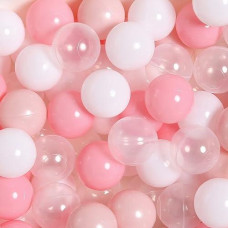 N+A Ball Pit Balls For Toddlers 1-3 With Storage Bag, Pearl Pink+ Macaron Pink+ White+ Transparent