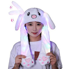 AhnQiraj cute Bunny Hat Ear Moving Jumping Hat Funny Animal Plush Rabbit Hats (charged)