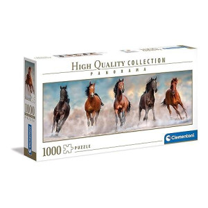 Clementoni Collection 39607, Horses Panorama Puzzle For Children And Adults - 1000 Pieces, Ages 10 Years Plus, Multicoloured, 40 X 21 X 6 Centimetres