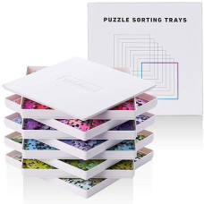 Tidyboss 8 Puzzle Sorting Trays With Lid 10 X 10 - Portable Jigsaw Puzzle Accessories White Background Makes Pieces Stand Out Sort Patterns, Shapes And Colors For Puzzles Up To 1500-2000 Pieces
