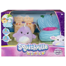 Squishville Mini-Squishmallows Plush Beach Accessory Set - Includes 2-Inch One Sand Castle , One Beach Chair - Irresistibly Soft, Colorful
