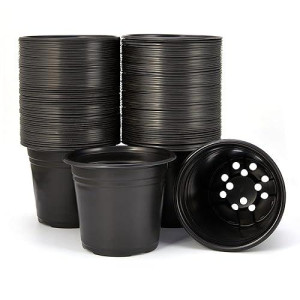 Jeria 50-Pack 05 Gallon Plastic Plant Nursery Pots, Seed Starting Pot Flower Plant Container
