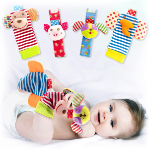 Baby K Baby Rattle Socks For Girls & Boys (Zoo Set) - Baby Toys 6-12 Months - Baby Wrist Rattles And Foot Rattles - Baby Toys For Newborns As Gift - Easy To Wear Baby Rattle Toys