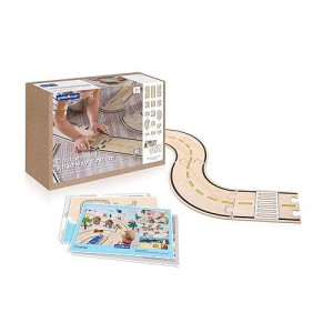 Guidecraft Double-Sided Roadway System - 42 Puzzle Pieces And 5 Double-Sided Inspiration Cards: Building And Construction For Kids
