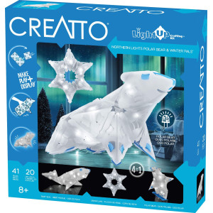 Thames & Kosmos Creatto Northern Lights Polar Bear & Winter Pals Light-Up 3D Puzzle Kit | Includes Creatto Puzzle Pieces To Make Your Own Illuminated Craft Creations | Diy Activity Kit & Led Lights