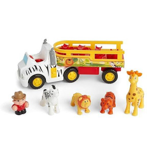 Kidoozie Animal Adventure Truck, Animal Sounds, Includes 4 Poseable Animals, Promotes Language Skills, For Children 12 Months And Up, Multicolor