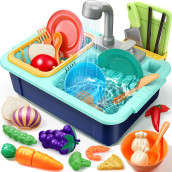 Geyiie Play Sink With Running Water - Kitchen Sink Toys For Kids And Toddlers With Upgraded Faucet, Cutting Food, Play Dishes, Pretend Role Play Kitchen Set, Ideal Sensory Gift For Girls Boys