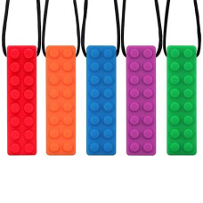 Budde Sensory Chew Necklace - 5 Pack Teether Silicone Chewing Pendant Oral Motor Teething & Biting Needs, Sy030