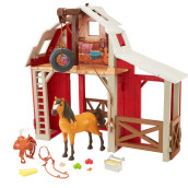 Mattel Spirit Untamed Spirit Untamed Barn Playset With Spirit Horse, Barn, 3 Play Areas, & 10 Play Pieces, Great Gift For Ages 3 Years Old & Up,Hdk56