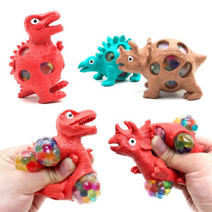 Vent Stress Ball (3Pack),Red Tyrannosaurus, Brown Triceratops, Green Stegosaurusanti Stress Squishy Multicolored Hand Exercise Vent Ball,Stress Relief, Physical Exercise And Relaxation - Dinosaur Toy