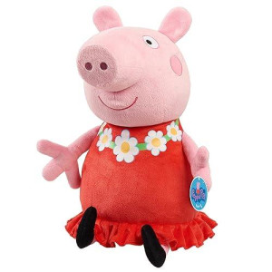Peppa Pig 24.75-Inch Jumbo Plushie Stuffed Animal, Soft Non-Removable Red Dress With Flower Embroidered Details