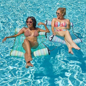 2 Sets 4-In-1 Hammock Inflatable Pool Float With Air Pump, Premium Swimming Pool Lounger, Multi-Purpose Pool Hammock (Saddle, Lounge Chair, Hammock, Drifter), Water Hammock Lounge