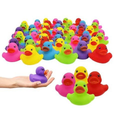 The Dreidel Company Classic Rubber Duck Toy Duckies For Kids, Six Solid Colors, Bath Birthday Gifts Baby Showers Classroom Summer Beach And Pool Activity, 2" (25-Pack)