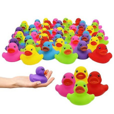 The Dreidel Company Classic Rubber Duck Toy Duckies For Kids, Six Solid Colors, Bath Birthday Gifts Baby Showers Classroom Summer Beach And Pool Activity, 2" (50-Pack)