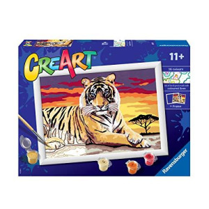 Ravensburger Creart Majestic Tiger Paint By Numbers For Children - Painting Arts And Crafts Kits For Ages 11 Years Up