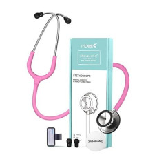 Fricare Pink Stethoscope - Stethoscopes For Nurses Medical Nursing Students - Fashion Accessories In Nurse Supplies For Work, Stethomedic Essentials, Match With Uniform, Dual-Sided Chestpiece, 31 Inch