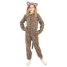 Wellparty Cheetah Costume For Kids Leopard Onesie Costume For Boys Girls Halloween Animals Onepiece Costume For Kids 5-6Years