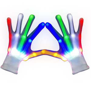 Uweidoit Led Gloves, Flash Finger Lights Gloves, 3 Colors 10 Modes Colorful Light Up Gloves Glowing Christmas Costume Clubbing Party Favors Toys For Boys Girls