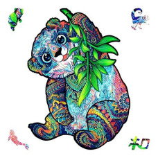 Unidragon Original Wooden Jigsaw Puzzles - Serious Panda, 318 Pcs, King Size 12.2"X16.1", Beautiful Gift Package, Unique Shape Best Gift For Adults And Kids