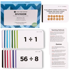 Think Tank Scholar Division Flash Cards - 300 Facts 1-12 - (Award Winning) Flashcards For Kids In 3Rd, 4Th, 5Th, 6Th Grade, Homeschool Or Classroom - 6 Math Teaching Methods & 5 Games - Ages 8 And Up