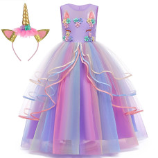 YOJOJOcO Princess Unicorn Dress Up for Little girls Birthday Dresses Party Unicorn costumes Halloween (4T - 5T, purple)