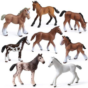 Uandme 3Pcs Andalusian Horse Toy Set - Realistic Plastic Figurines For Kids, Cake Toppers With Mare & Foals