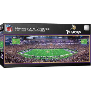 Masterpieces 1000 Piece Sports Jigsaw Puzzle - Nfl Minnesota Vikings Center View Panoramic - 13"X39"