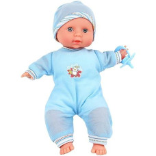 Click N' Play Baby Boy Doll 12� With Removable Blue Outfit And Hat With Pacifier - Boy Baby Doll