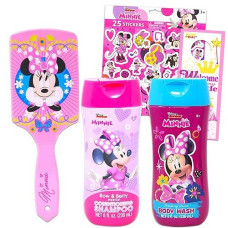 Disney Minnie Mouse Bath Bundle ~ 5 Pc Minnie Mouse Bathroom Set Including Minnie Shampoo, Minnie Body Wash, Minnie Paddle Brush, And More! (Minnie Mouse Bath Accessories)