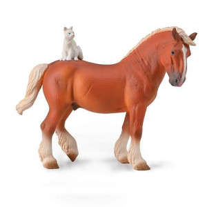 Reeves International Collecta 88916 Draft Horse With Cat, 6.22" X 4.72"