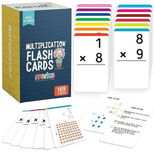 merka Multiplication Flashcards Learning Math Facts (Numbers 0-12) - 2nd - 6th Grade Math Flash Cards - Homeschool/Classroom Educational Games - Set of 169 Cards