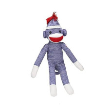 Plushland Adorable Sock Monkey, The Original Traditional Hand Knitted Stuffed Animal Toy Gift-For Kids, Babies, Teens, Girls And Boys Baby Doll Present Puppet 20 Inches (New Blue)