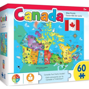 Masterpieces Family Puzzle - Explorers 60 Piece Jigsaw Puzzle For - Canada Map - 14.3"X10.3"