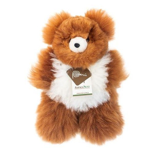 Alpacanext Soft And Cuddly Baby Alpaca Teddy Bears - 9 Inch. Premium Alpaca Stuffed Animal Handmade On Genuine Alpaka Fur. Cute Bear (9 Inches, Brown & White)