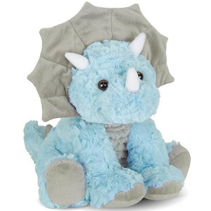 Bearington Tracer The Triceratops: 115A Tall Stuffed Blue Dinosaur with Sparkle Eyes and Velvety Horns Ultra-Soft Plush Toy with Friendly Face and Premium Fill Machine Washable, Makes a great gift